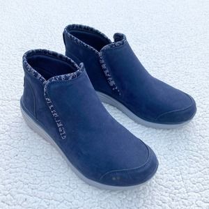 Ryka Namaste Knit Wedge Comfort Surround Wide Blue Boots